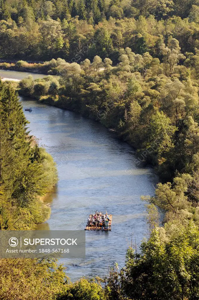 Rafting on the Loisach river near Wolfratshausen, Upper Bavaria, Bavaria, Germany, Europe, PublicGround