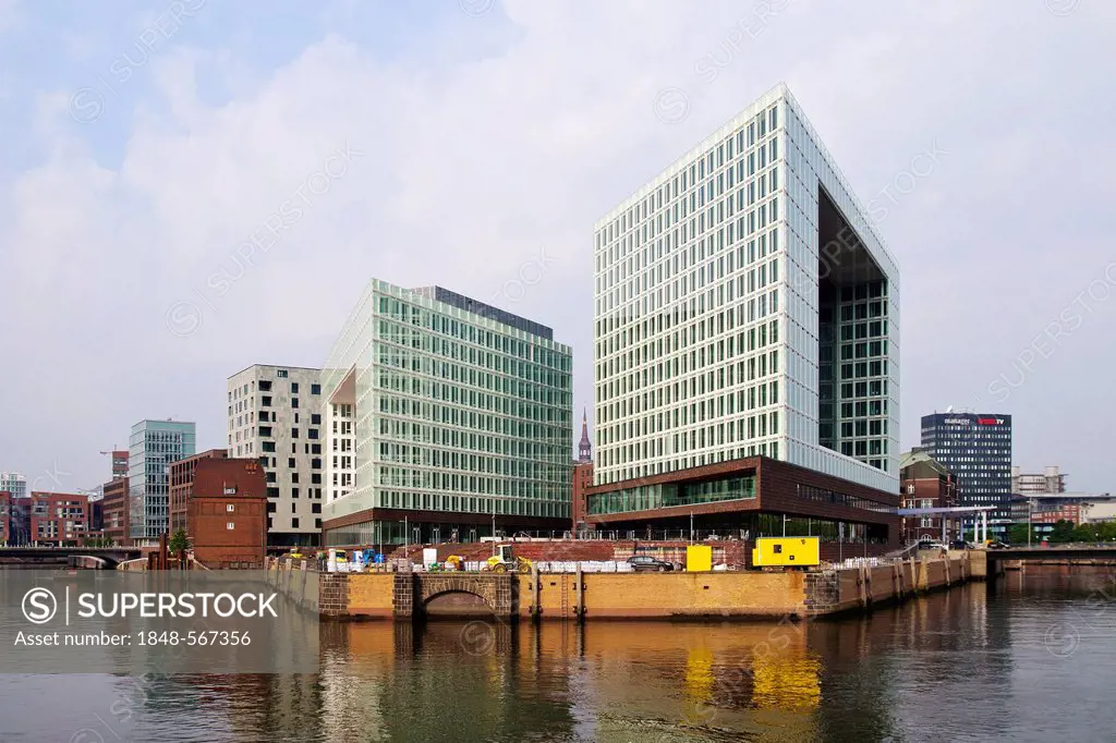 Building of the Spiegel publishing house and the Ericus-Contor building on Ericusspitze, Hafencity district, Hamburg, Germany, Europe