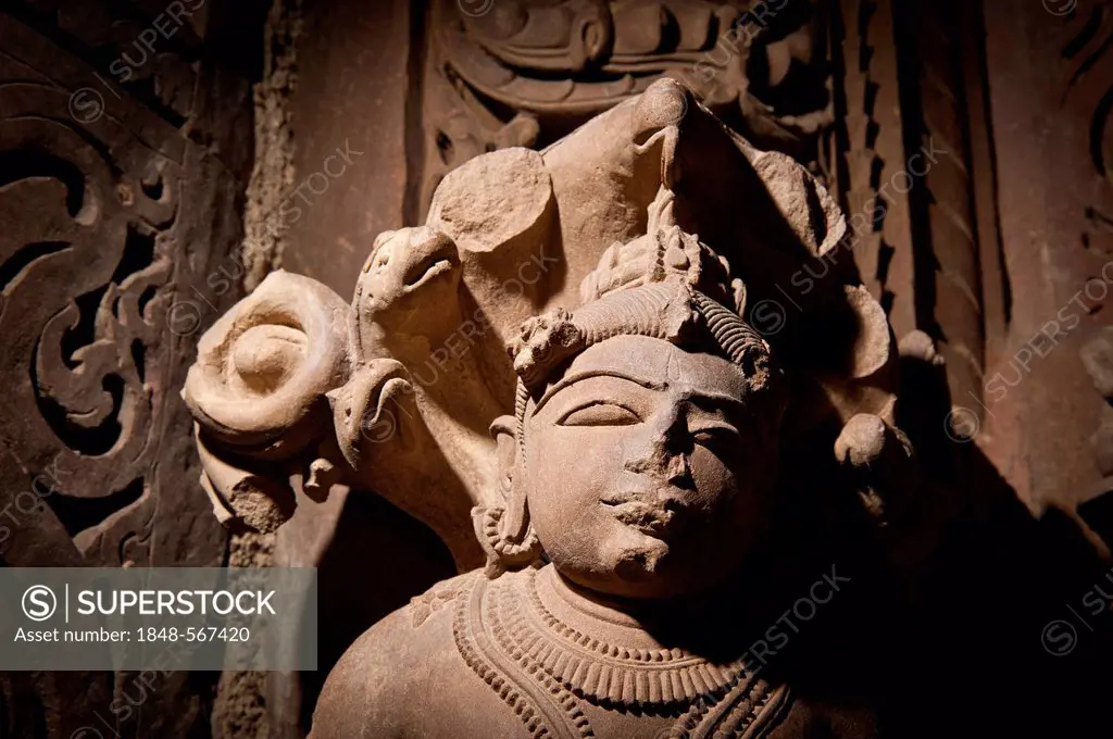 Decorative sculpture, Khajuraho Group of Monuments, UNESCO World Heritage Site, Madhya Pradesh, India, Asia