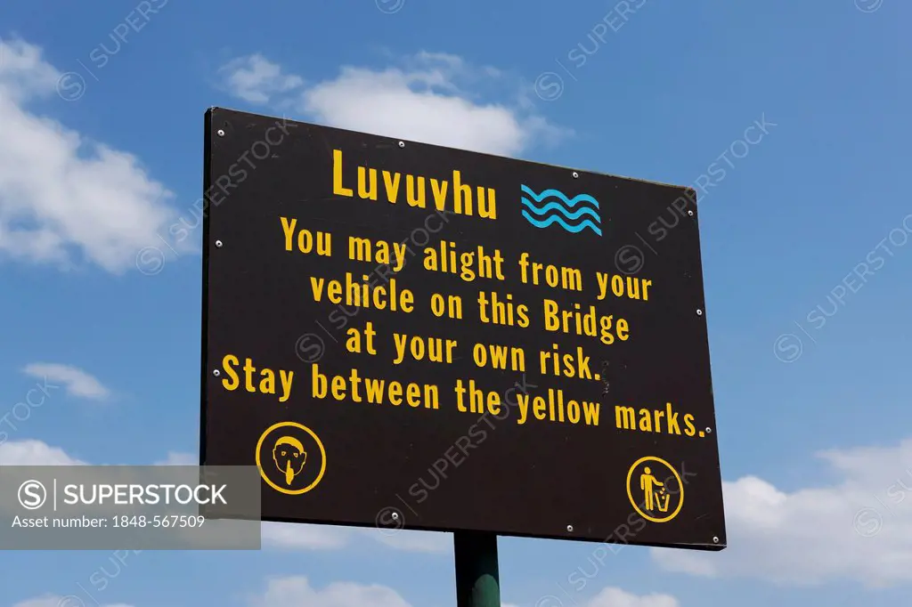 Luvuvhu River sign, Kruger National Park, South Africa
