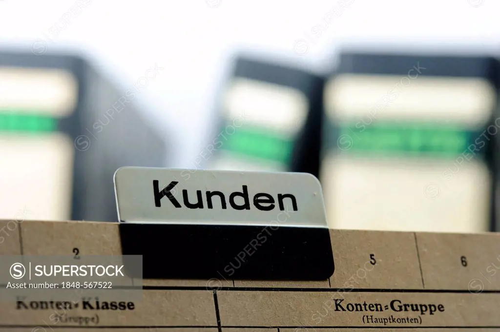 Financial accounting, index tab from the 50s, Kunden, German for customers or clients