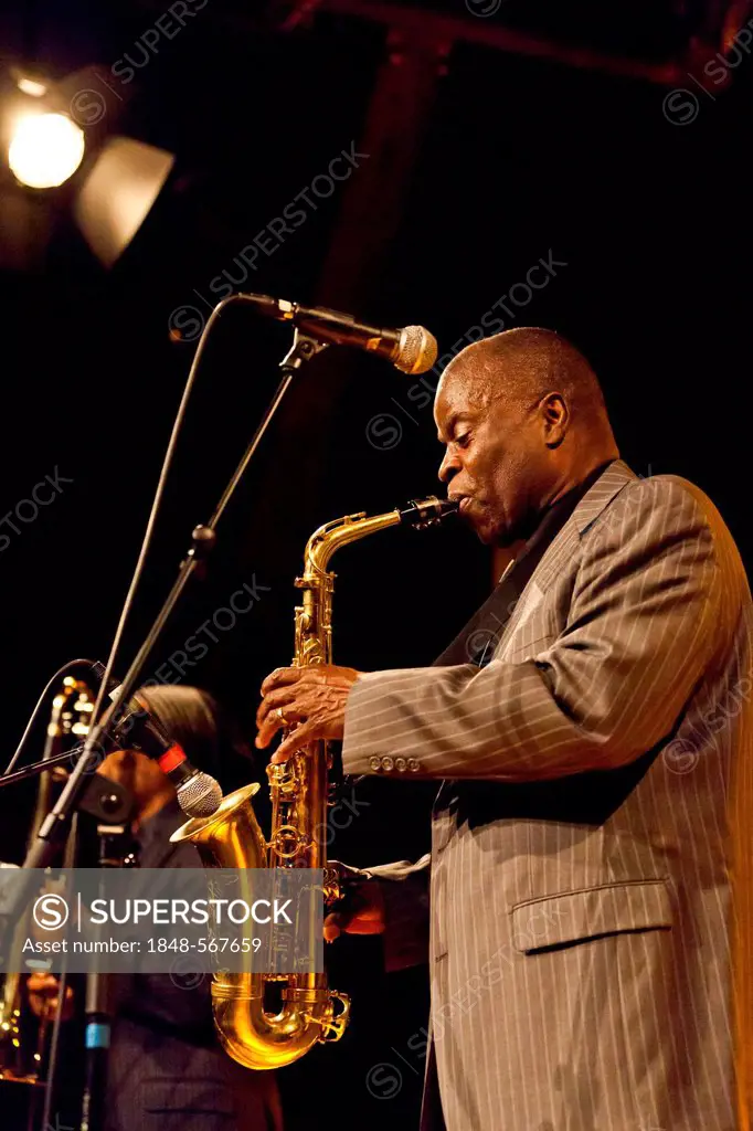 The American funk and soul jazz saxophonist Maceo Parker playing live at the Schueuer, Lucerne, Switzerland, Europe