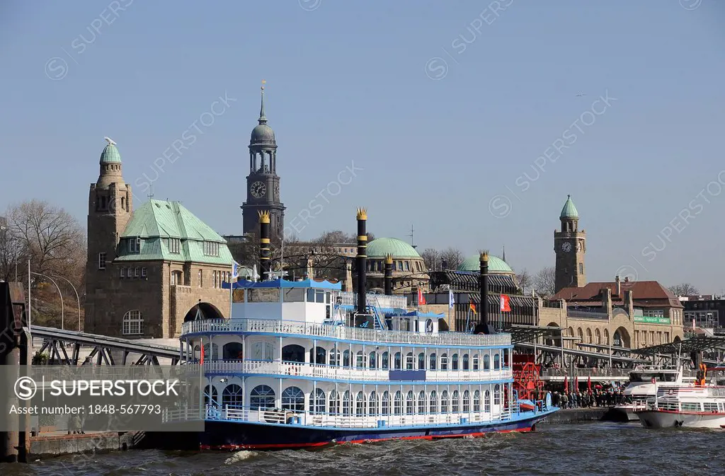 Paddlewheel boat in the port of Hamburg, Hamburg, Germany, Europe