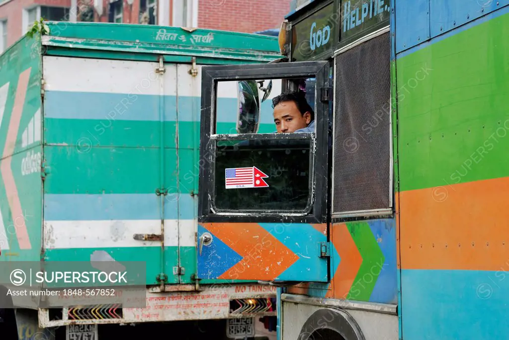 Truck driver, border town Nyalam - Zhangmu on the Friendship Highway Tibet - Nepal, Himalayas, Tibet, China, Asia