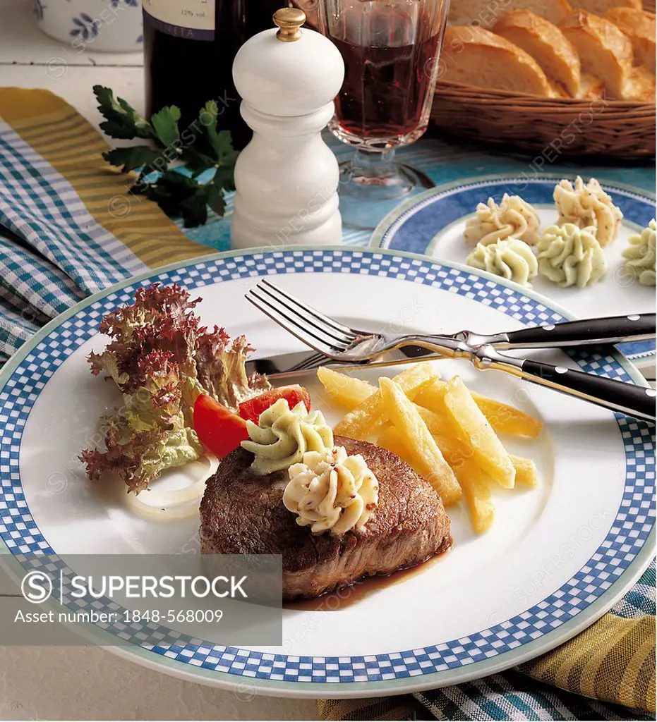 Beef fillet with two kinds of butter, France