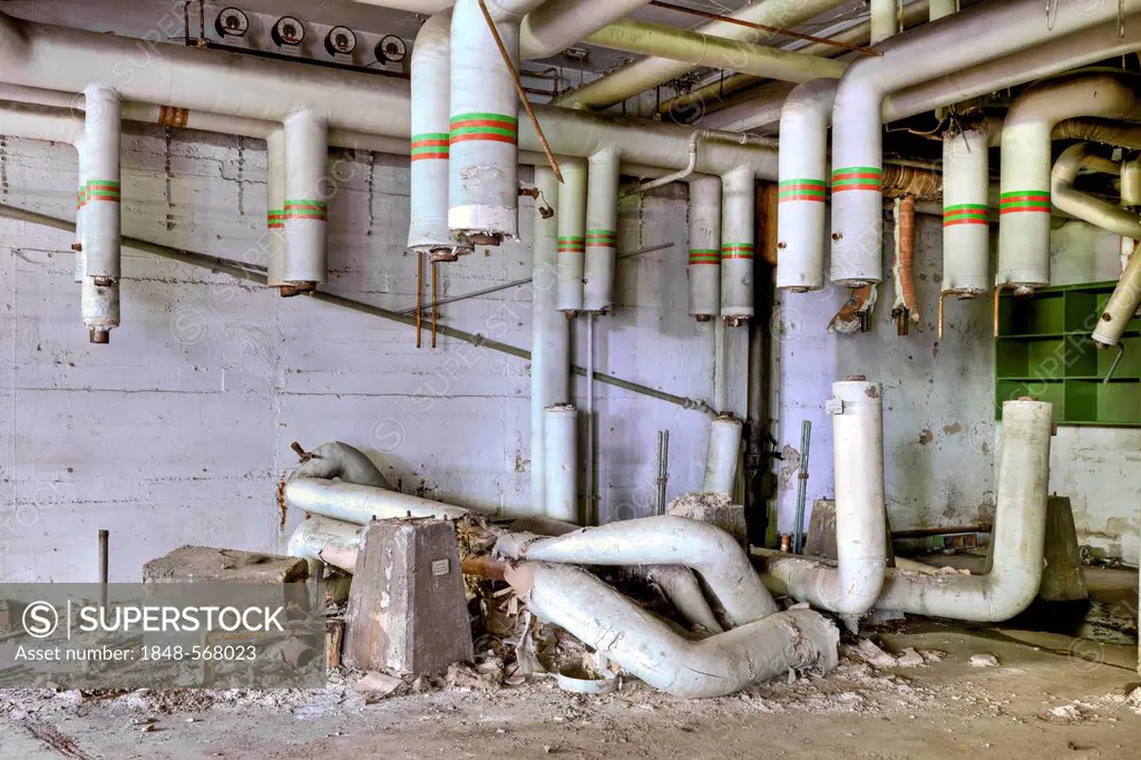 Pipes, destruction, abandoned factory