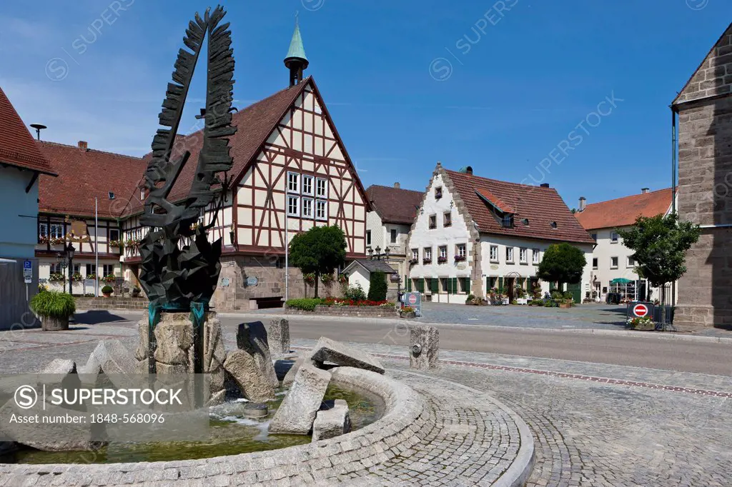 Townscape, Waldenburg, Neckartal, Baden-Wuerttemberg, Germany, Europe, PublicGround