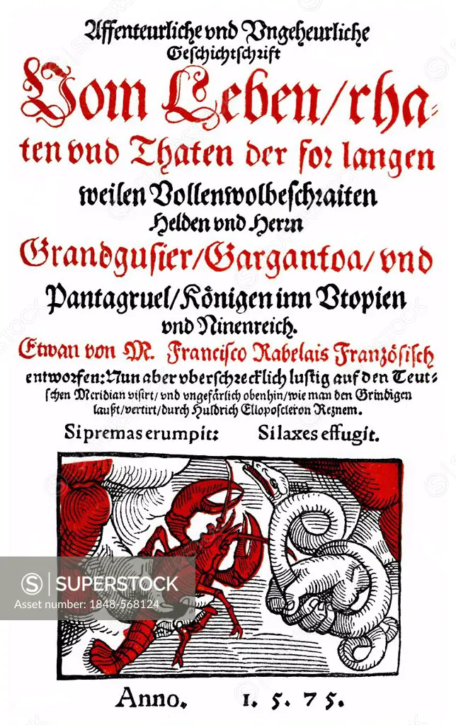 Historic print, title page by Johann Baptist Fischart, 1546 - 1591, an Early Modern High German writer, from the Bildatlas zur Geschichte der Deutsche...