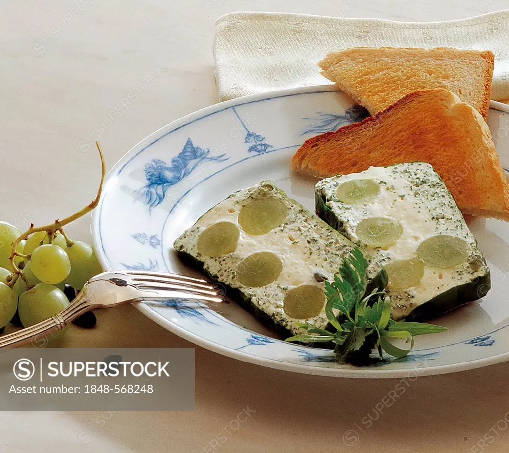 Cheese terrine with grapes, cold starter, Australia