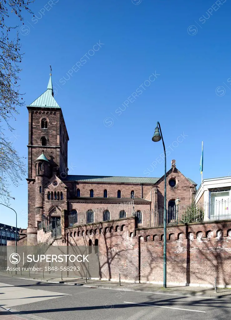 Catholic Parish Church of St. Adalbert, Romanesque, Aachen, North Rhine-Westphalia, Germany, Europe, PublicGround