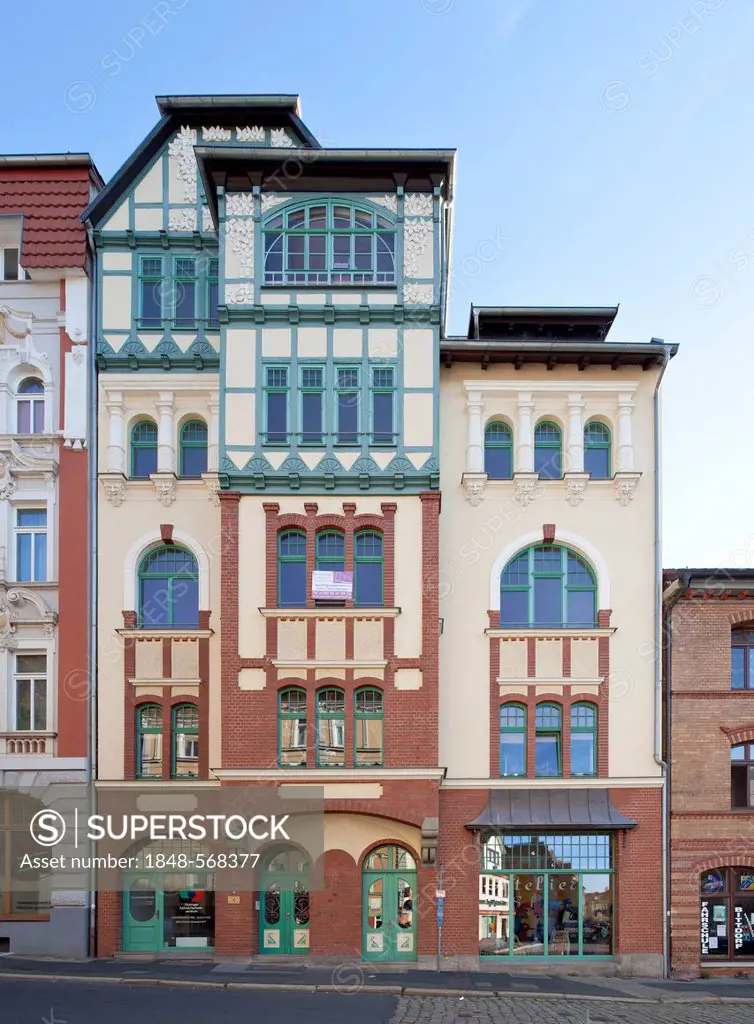 Residential buildings, Art Nouveau, Eisenach, Thuringia, Germany, Europe, PublicGround