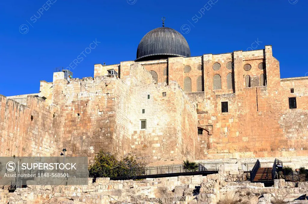 Al-Aqsa Mosque and the southern wall of the Temple Mount, Old City, Jerusalem, Israel, Middle East, Asia Minor, Asia