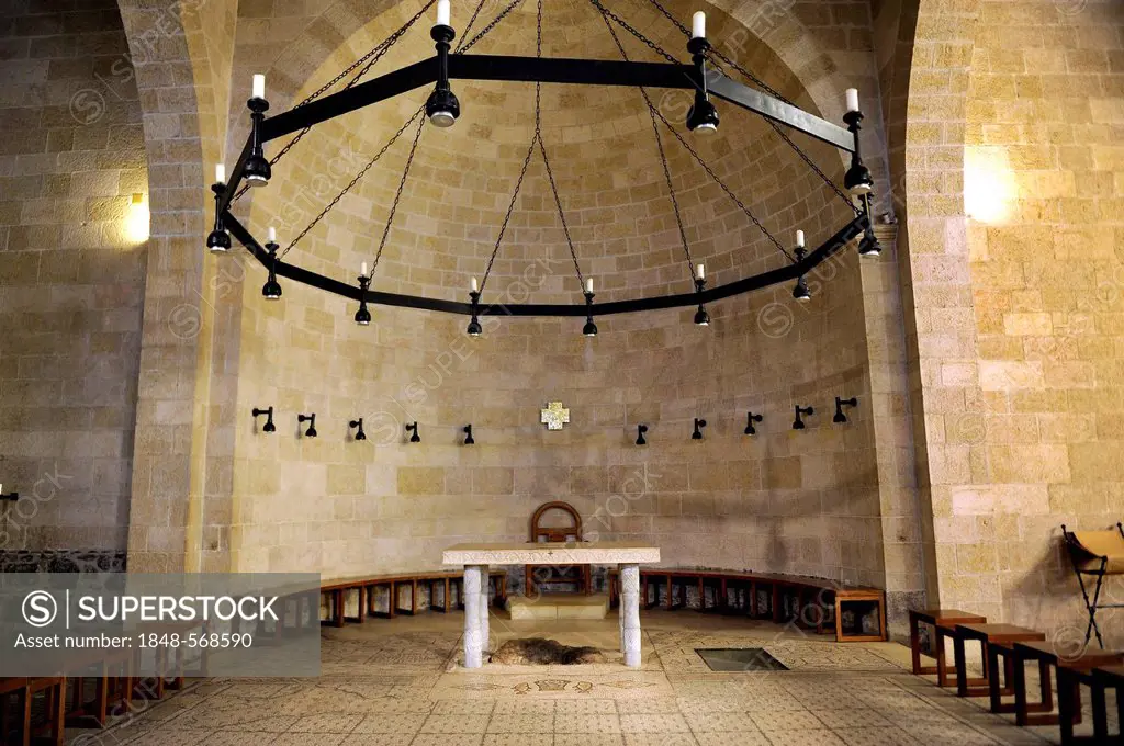 Interior view, Church of the Multiplication in Tabgha at the Sea of Galilee, Galilee, Israel, Middle East, Asia Minor, Asia