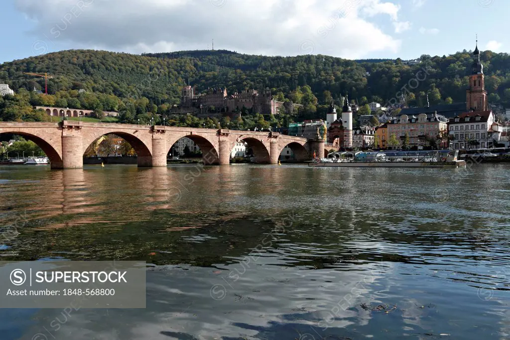 Karl-Theodor Bridge across Neckar River, Heidelberg, Baden-Wuerttemberg, Germany, Europe