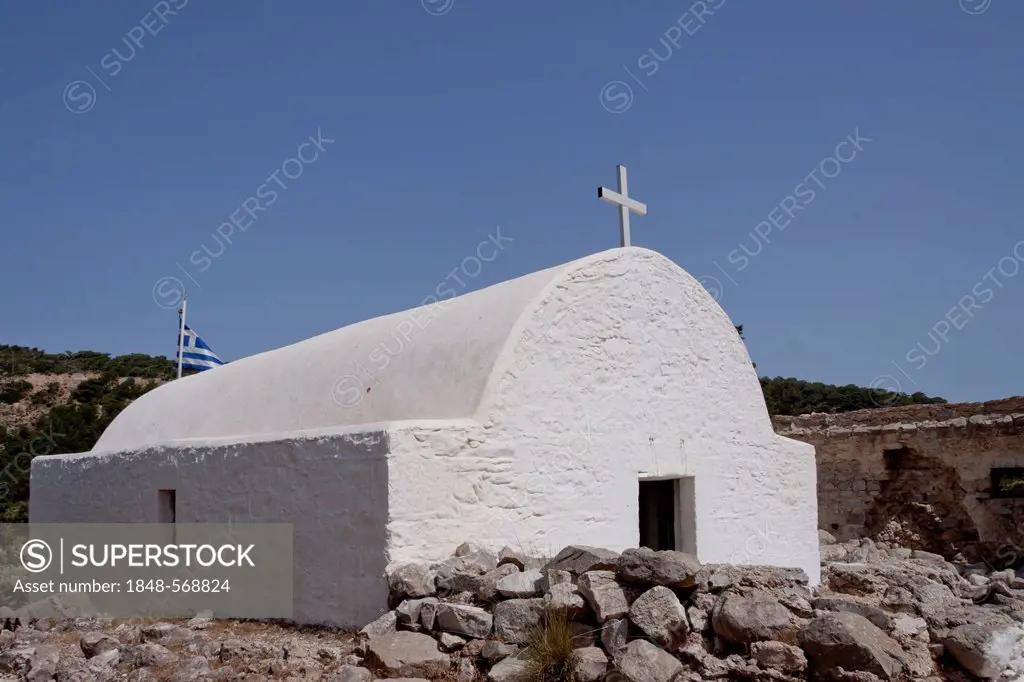Small chapel in the grounds of Kastro Monolithos Castle, Rhodes, Greece, Europe