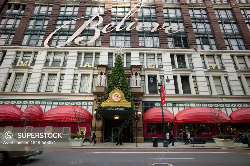 MACY'S department store with Christmas lights, New York, USA, PublicGround