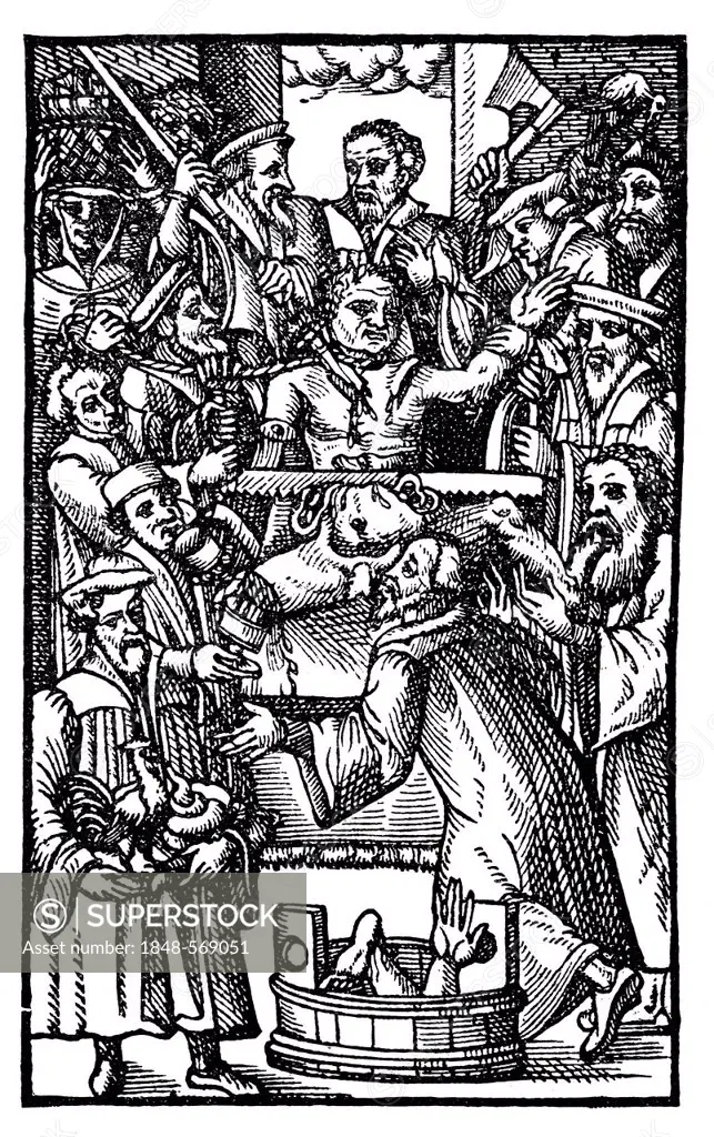 Historic print, 1570, page of a book by Johannes Nas or Nasus, 1534 - 1590, Franciscan and suffragan bishop of Brixen, from the Bildatlas zur Geschich...