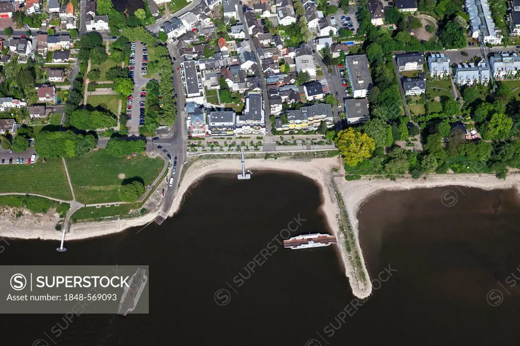 Aerial view, Rhine ferries at Niederdollendorf, Middle Rhine, North Rhine-Westphalia, Germany, Europe