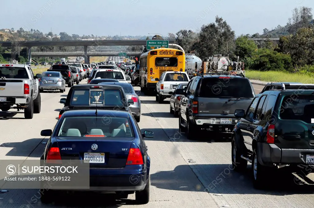 Traffic jam, just ahead of San Diego, California, USA, North America