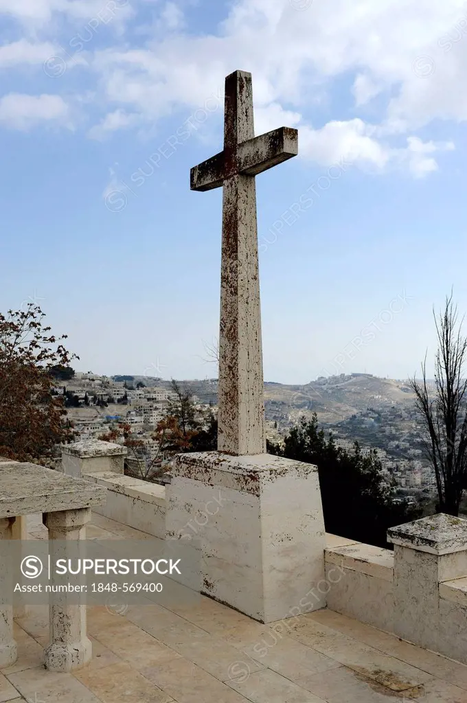 Catholic cemetery on Mount Zion, cross, Jerusalem, Israel, Middle East, Asia Minor, Asia