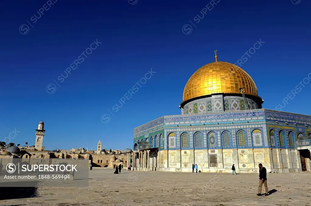 Minarett of the Al-Aqsa Mosque and the Dome of the Rock, Temple Mount, Old City, Jerusalem, Israel, Middle East, Asia Minor, Asia