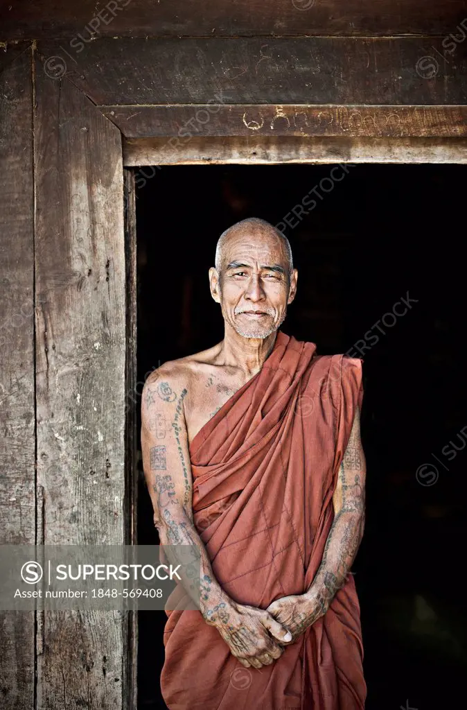 Buddhist monk at a monastery in Burma, Myanmar, Southeast Asia, Asia