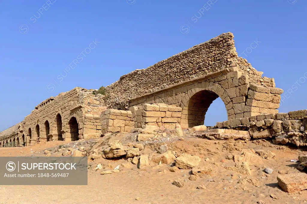 Aqueduct of Caesarea or Caesarea Maritima, Israel, Middle East, Western Asia, Asia