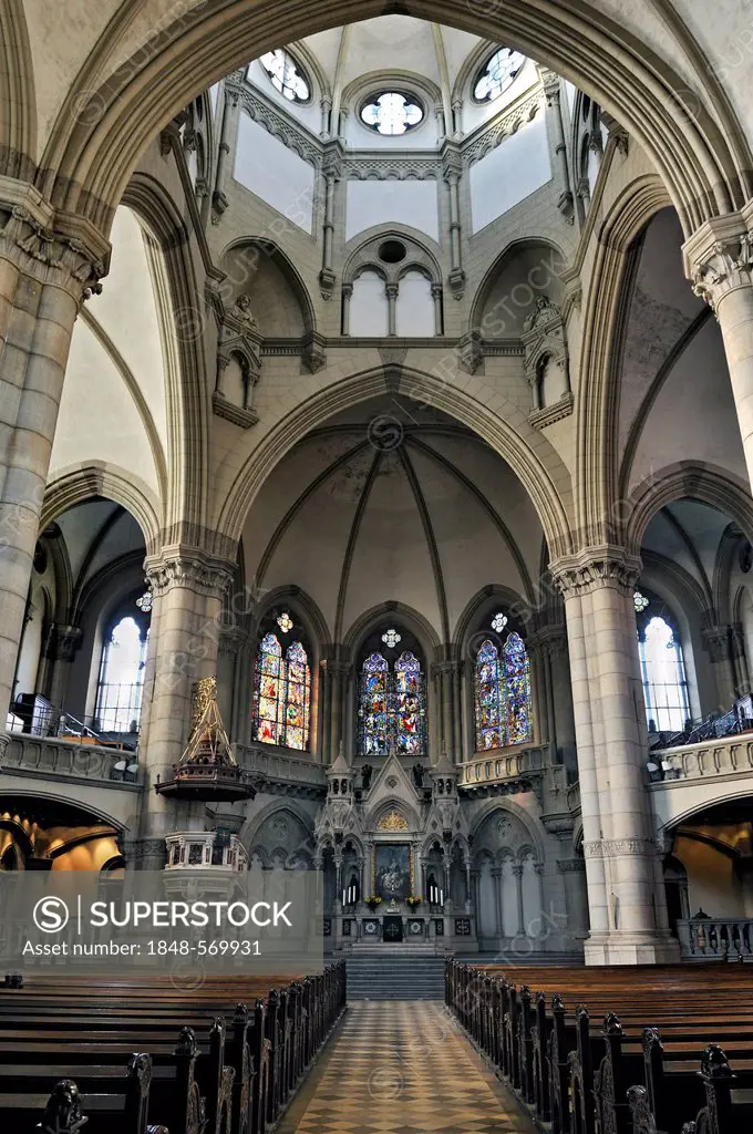 Interior view, St. Lukas Kirche, St. Luke's church, Munich, Bavaria, Germany, Europe