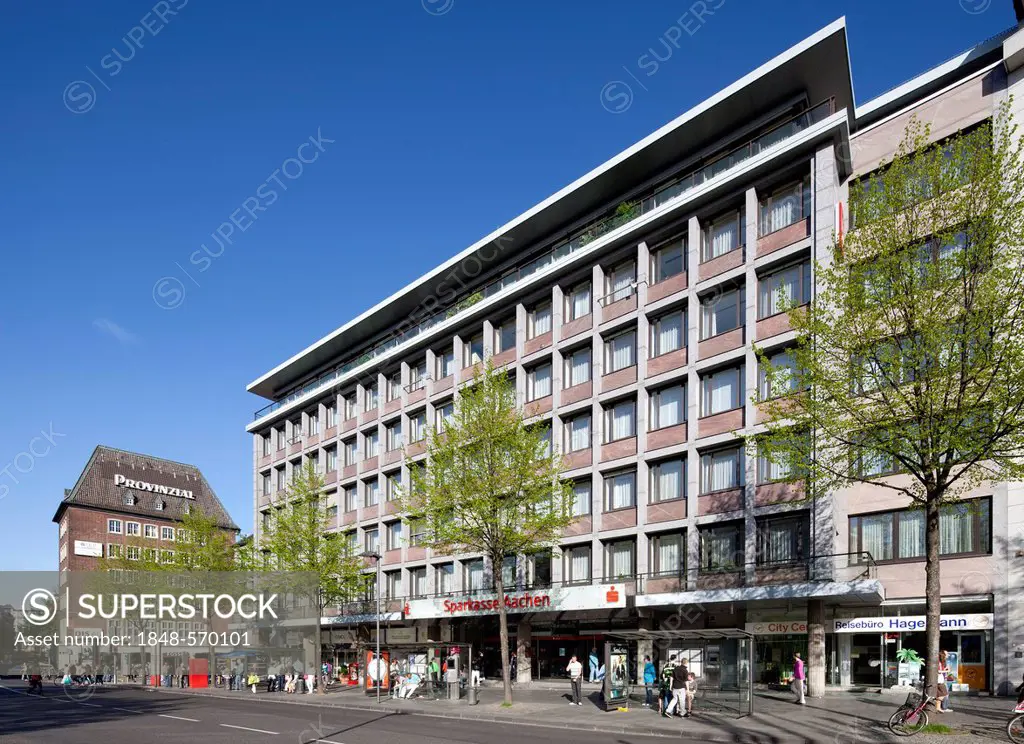 Commercial building, Friedrich-Wilhelm-Platz, post-war architecture, Aachen, North Rhine-Westphalia, Germany, Europe, PublicGround