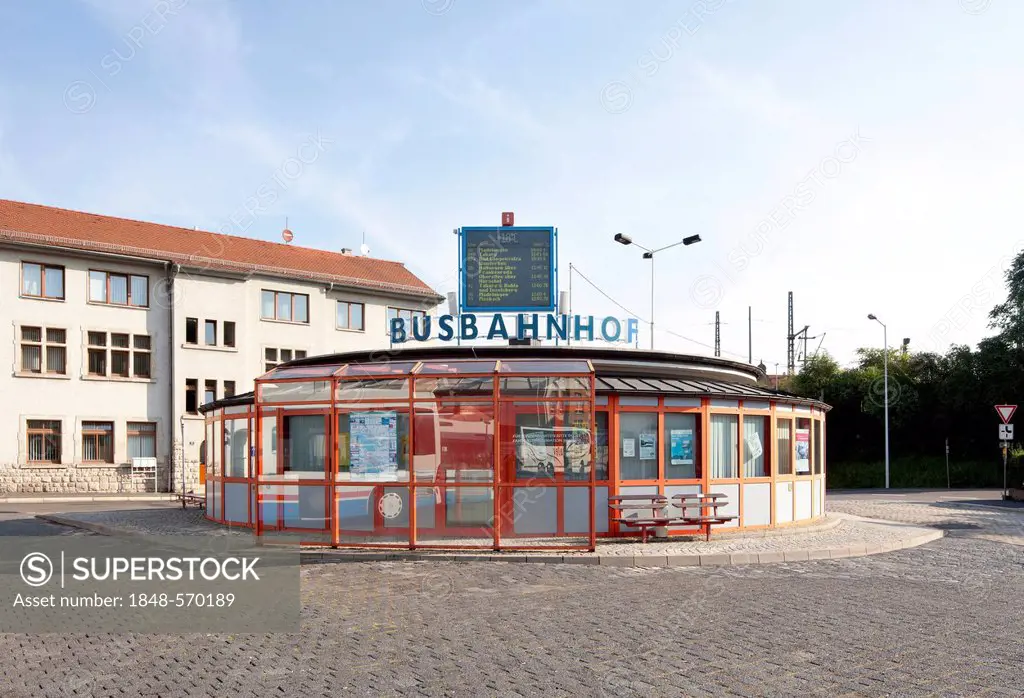 Central bus station, waiting room and customer centre, Bahnhofstrasse, Eisenach, Thuringia, Germany, Europe, PublicGround