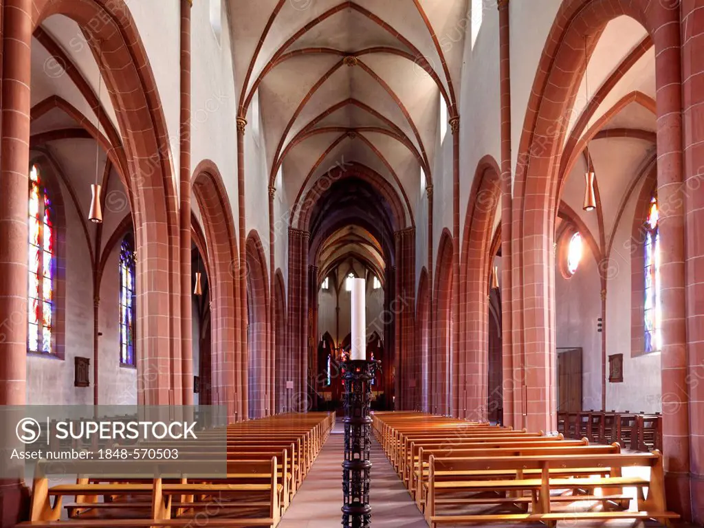 Nave of the Gothic Church of Our Lady, Worms, Rhineland-Palatinate, Germany, Europe