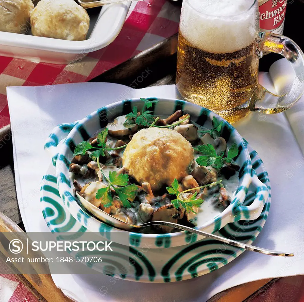 Mushroom goulash with dumplings, Austria