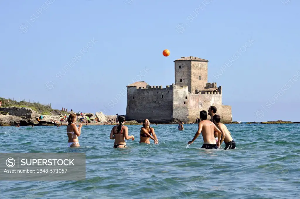 Torre Astura, medieval fortress, 10th Century, Tyrrhenian Sea near Nettuno, Lazio, Italy, Europe