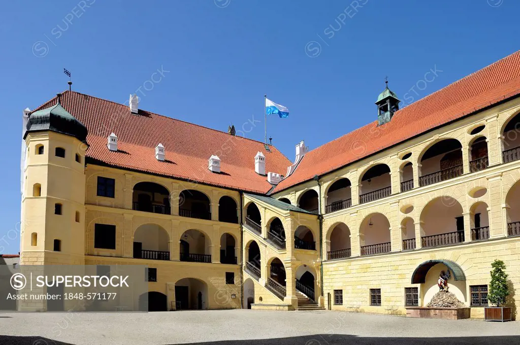 Courtyard of Burg Trausnitz Castle, Landshut, Lower Bavaria, Bavaria, Germany, Europe, PublicGround