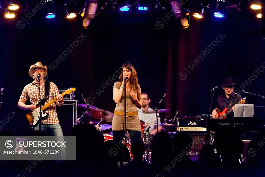 The Swiss singer-songwriter Estella Benedetti and band palying live at the Schueuer, Lucerne, Switzerland, Europe