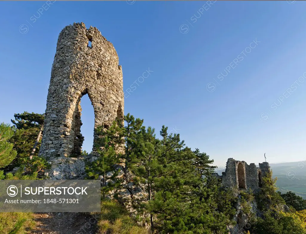 Ruins of Tuerkensturz, literally Fall of the Turks, Bucklige Welt, Lower Austria, Austria, Europe