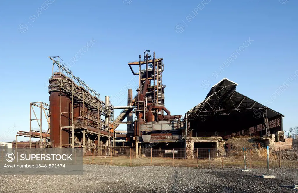 Former Phoenix-West Steelworks, blast furnace, Zukunftsstandort urban redevelopment site, Dortmund, Hoerde, Ruhr Area, North Rhine-Westphalia, Germany...
