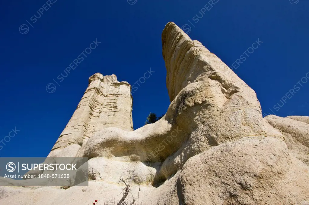 Fairy chimneys, tufa landscape in the valley of love in Goreme, UNESCO World Heritage Site, Cappadocia, Anatolia, Turkey