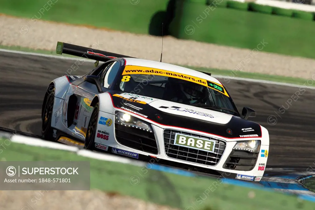 Audi R8 GT LMS race car in action at the Hockenheimring race track, Baden-Wuerttemberg, Germany, Europe