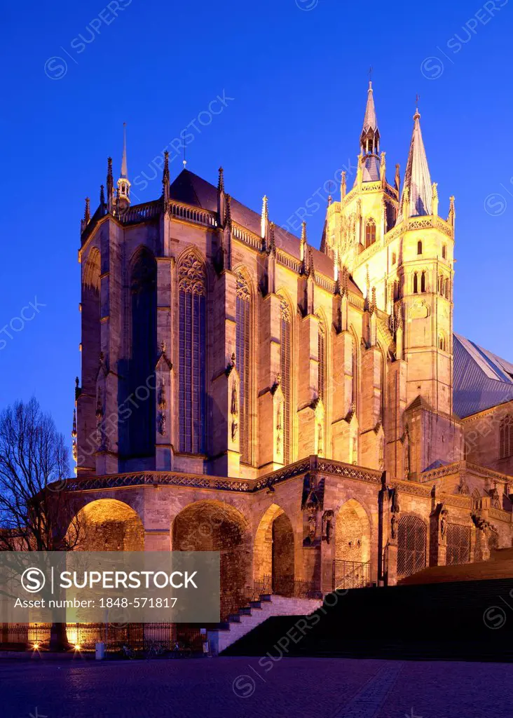 Mariendom, Erfurt Cathedral or St Mary's Cathedral, Erfurt, Thuringia, Germany, Europe, PublicGround