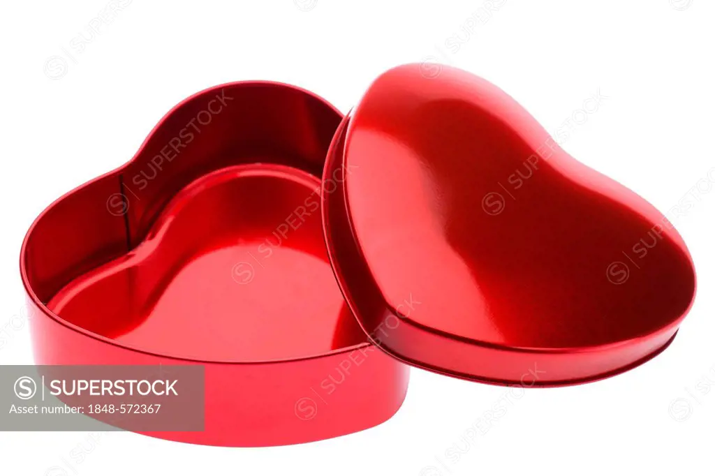 Red heart shaped gift box, empty