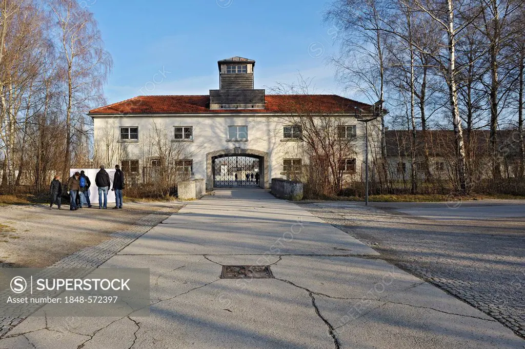 Jourhaus, the entrance buillding of Dachau Concentration Camp, Dachau, near Munich, Bavaria, Germany, Europe