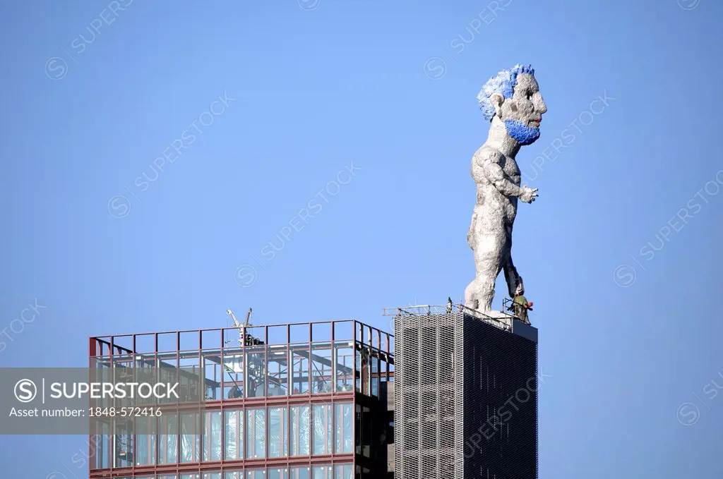 Hercules for the Ruhr Area, sculpture on the former colliery winding tower of the Nordstern Coal Mine Industrial Complex, artist Markus Luepertz, Gels...