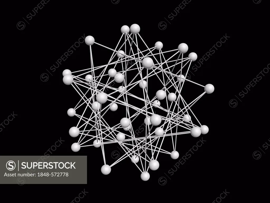 3D-rendered star-shaped molecular structure on black