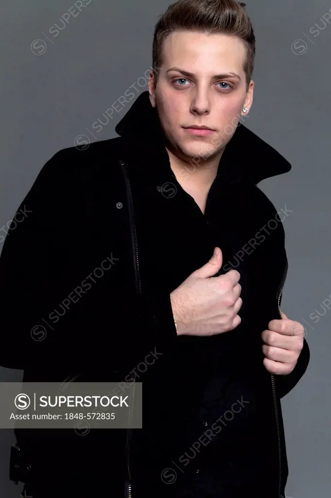 Young man in a black jacket, portrait