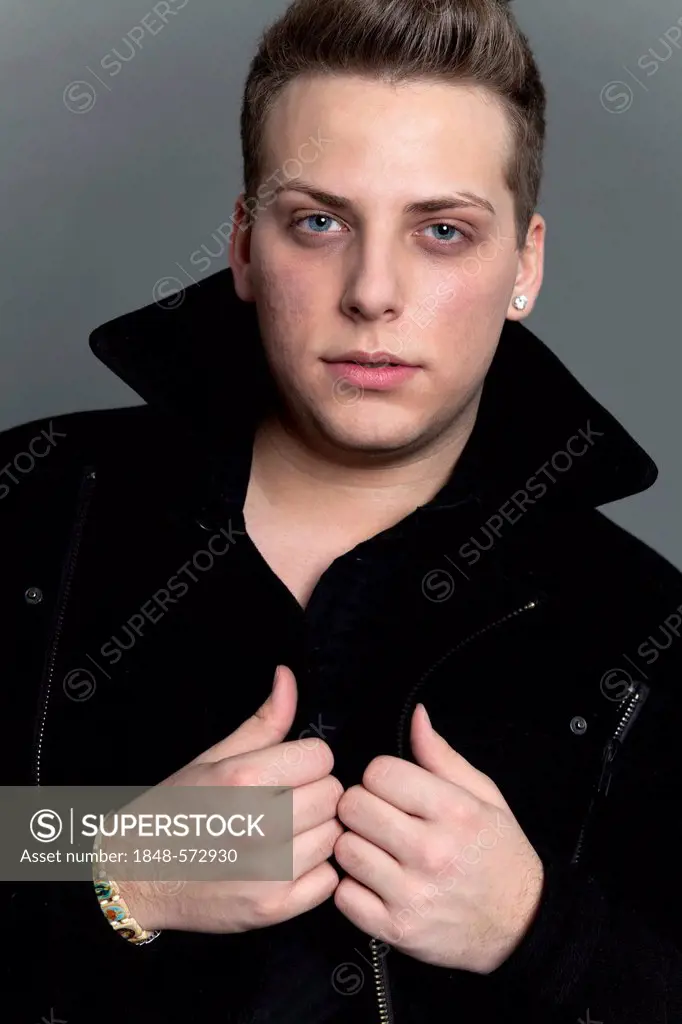 Young man in a black jacket, portrait
