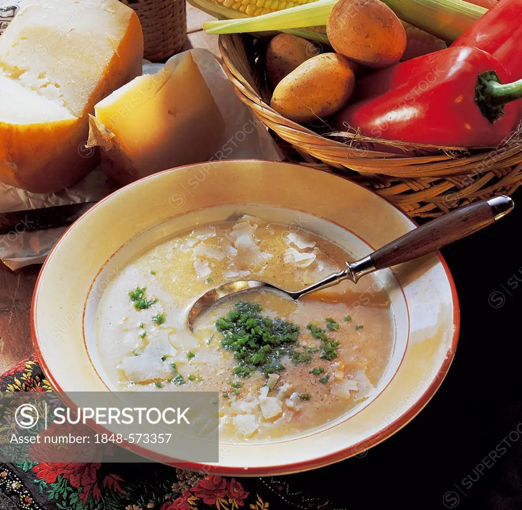 Moldavian potato and cheese soup with onions, carrots and sheep's milk cheese, Moldova