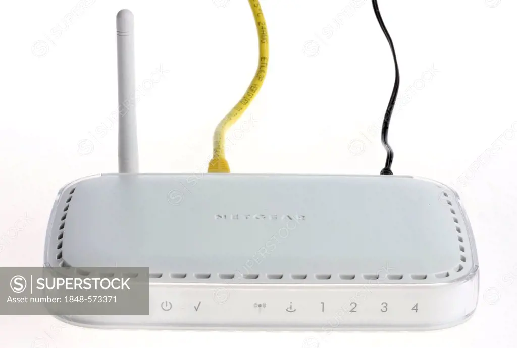 Router for distributing an incoming broadband connection via Wi-Fi, wireless to computers