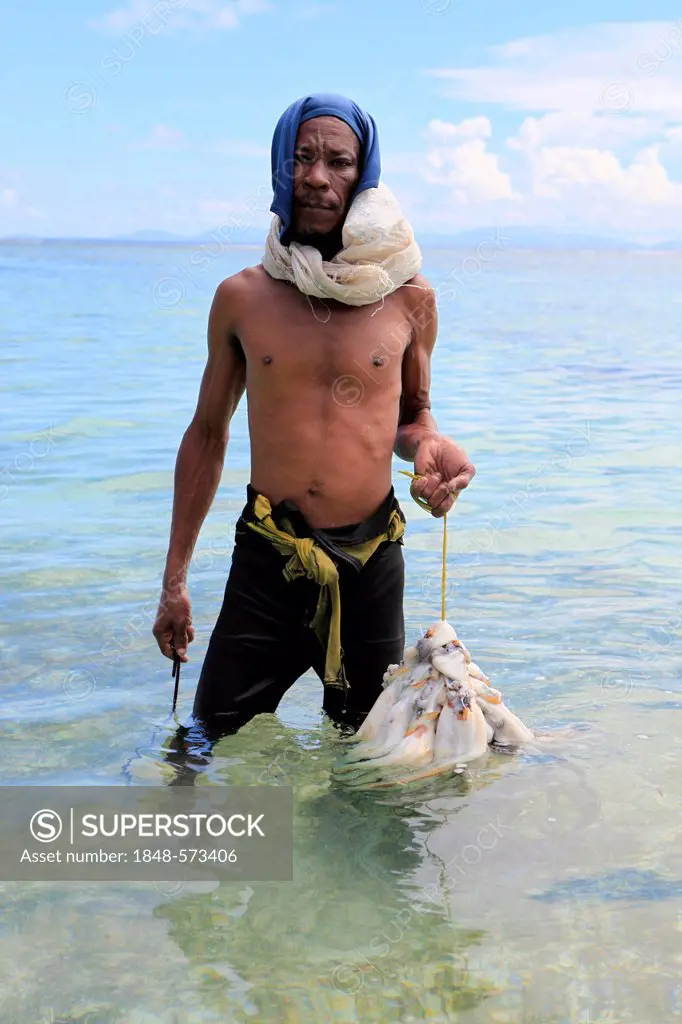 Octopus fishing, La Digue, Seychelles, Africa, Indian Ocean