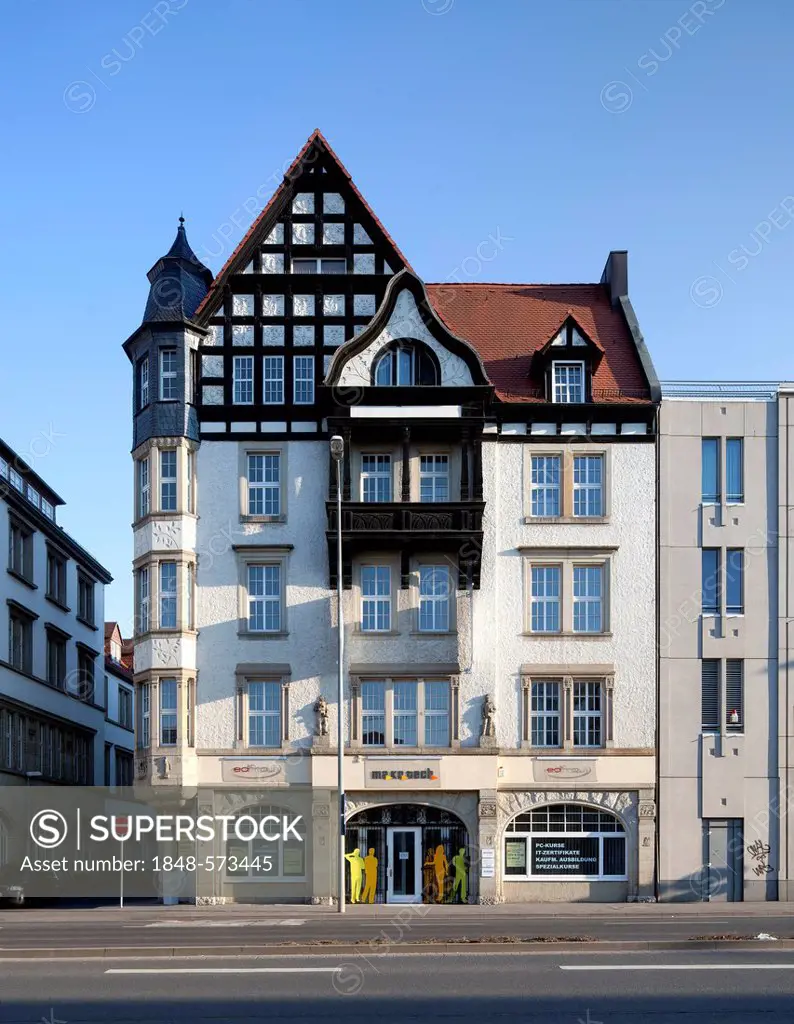Commercial building on the Juri-Gagarin-Ring, Erfurt, Thuringia, Germany, Europe, PublicGround